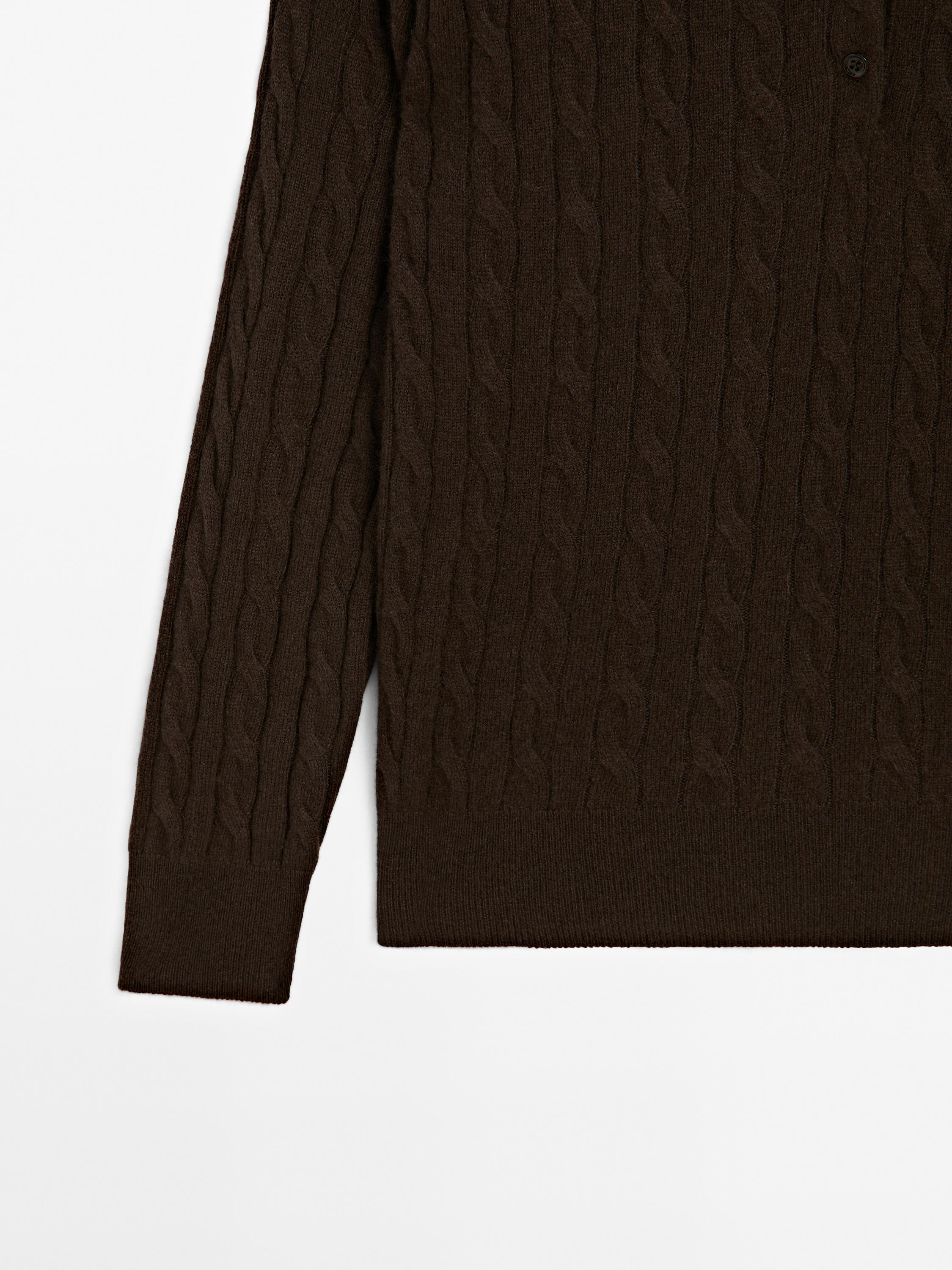 100% cashmere polo collar sweater